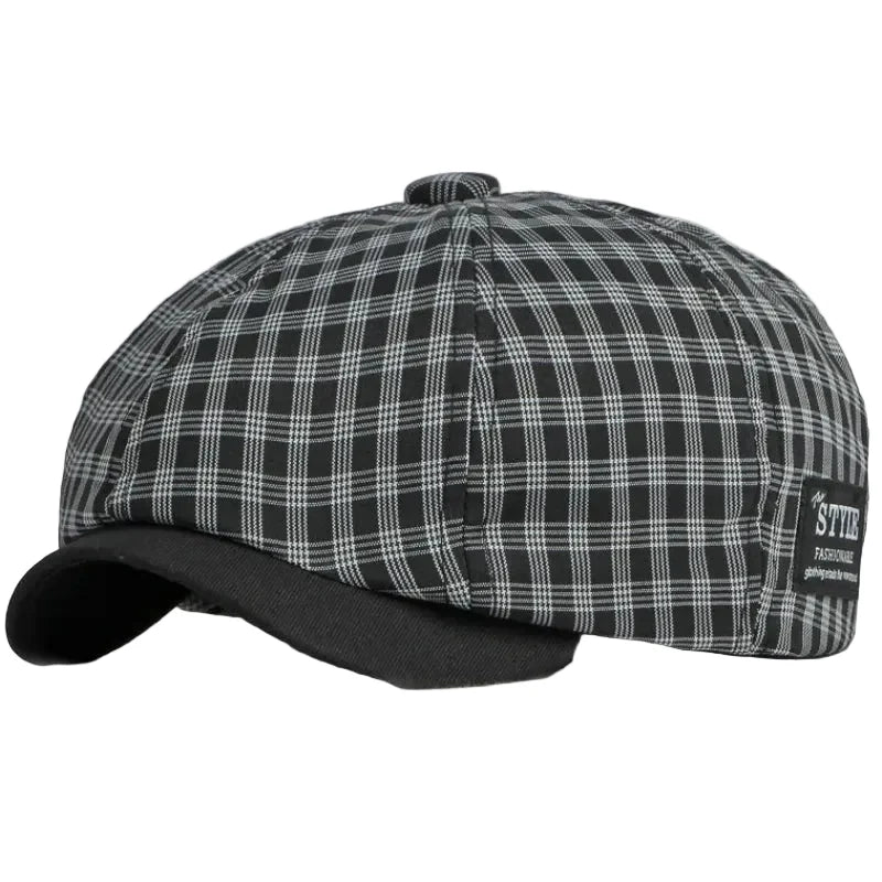 Madison Vintage Plaid Cotton Newsboy Cap