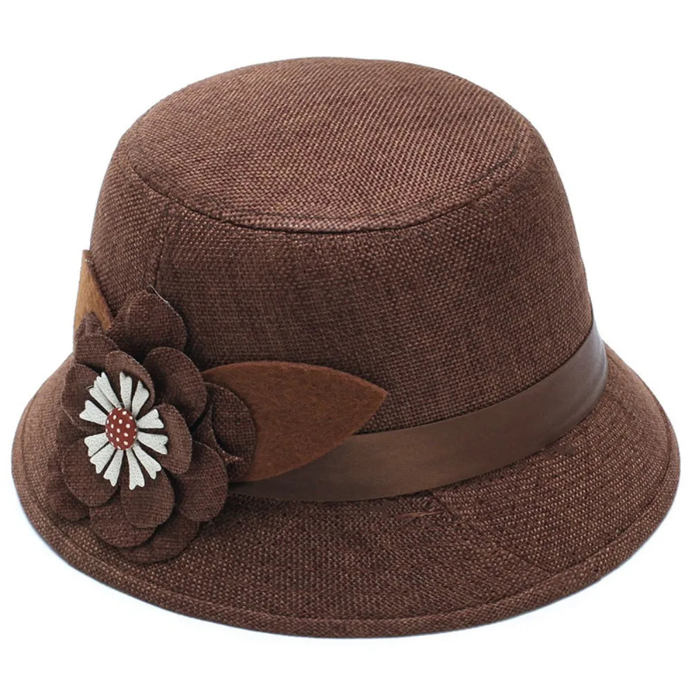 Madison Women Floral Linen Cloche Bucket Hat