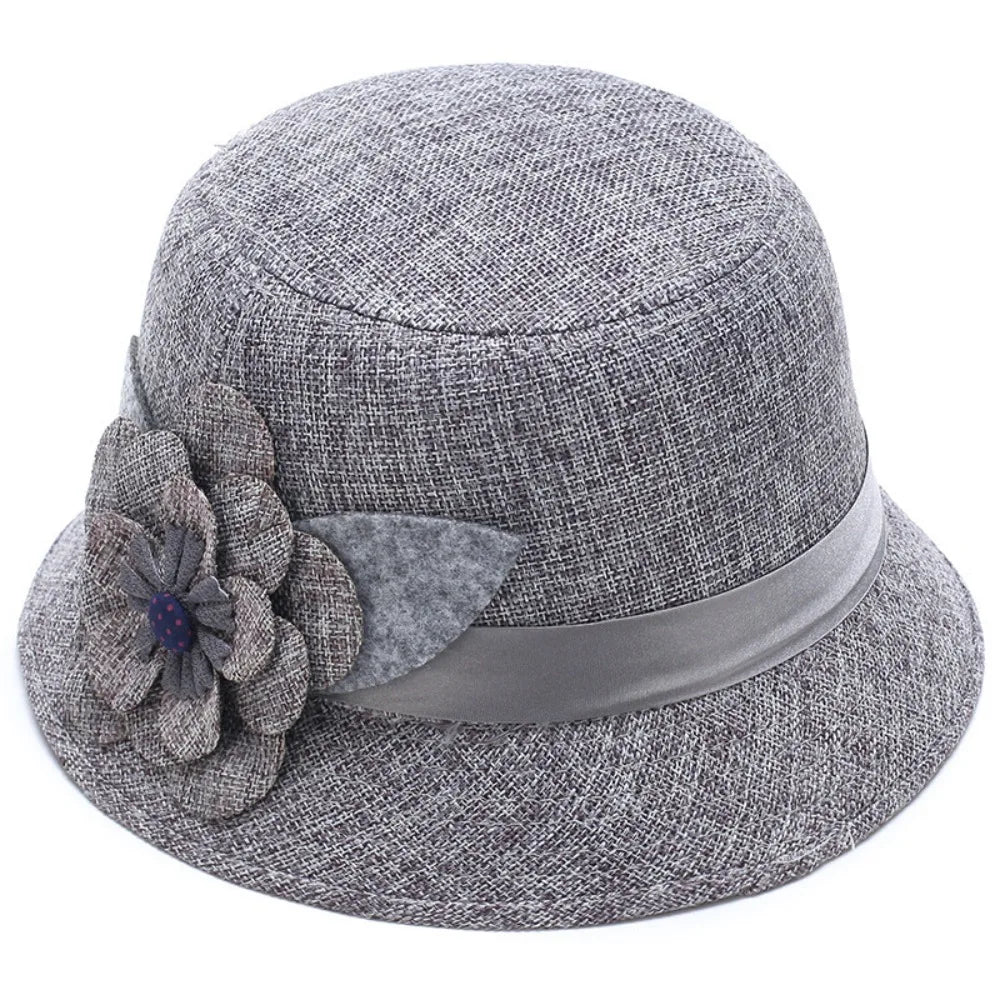 Madison Women Floral Linen Cloche Bucket Hat