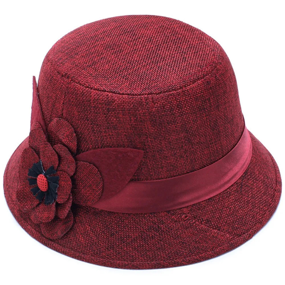 Madison Women Floral Linen Cloche Bucket Hat