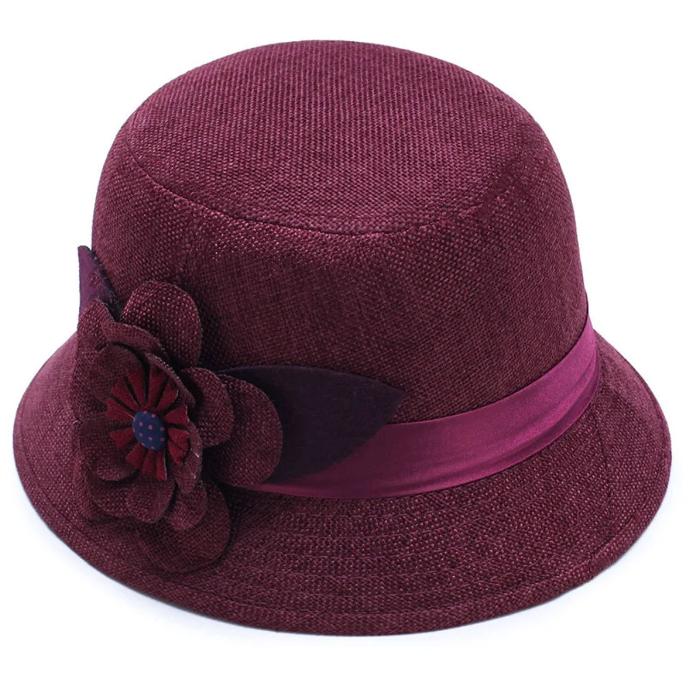 Madison Women Floral Linen Cloche Bucket Hat