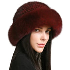 Maine Winter Woman Natural Mink Fur Russian Bucket Hat