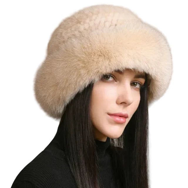 Maine Winter Woman Natural Mink Fur Russian Bucket Hat