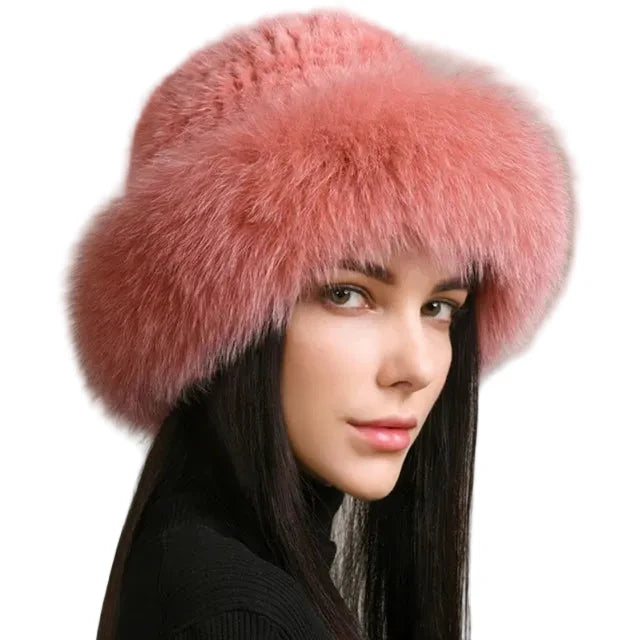 Maine Winter Woman Natural Mink Fur Russian Bucket Hat