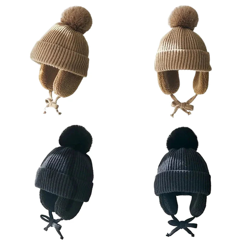 Malcom Kids Winter Wool Knitted Pom-Pom Beanie
