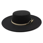 Black with beige Wide Brim Boater Hat – adjustable cotton boater style