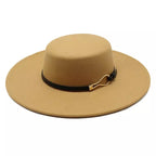 Black and camel Wide Brim Boater Hat – cotton classic boater
