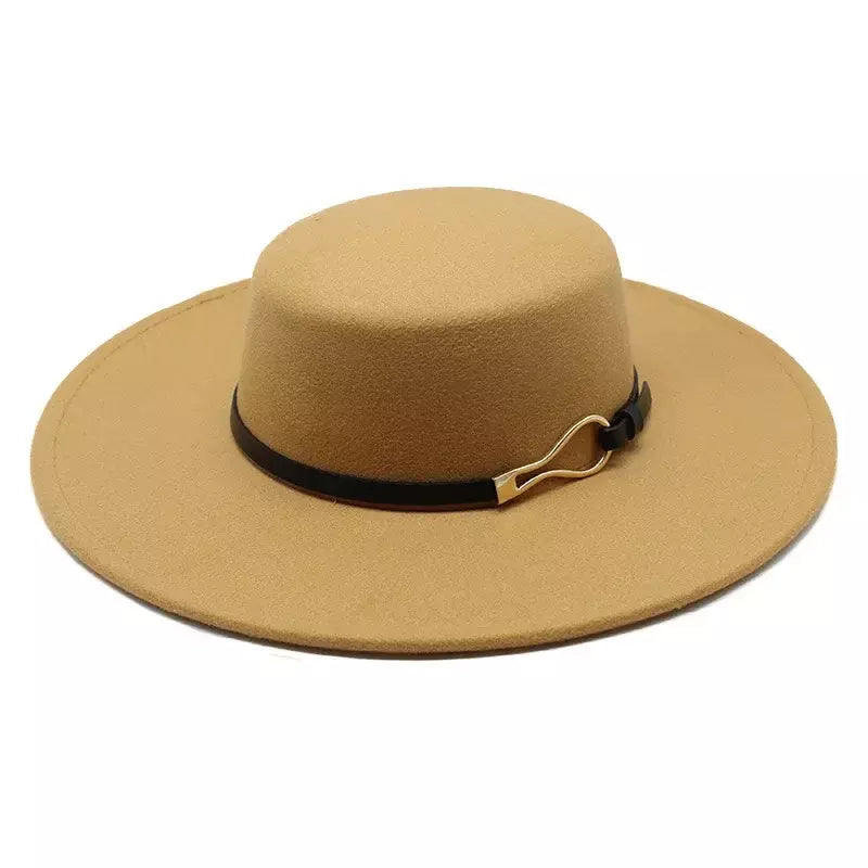 Black and camel Wide Brim Boater Hat – cotton classic boater