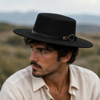 Wide Brim Boater Hat worn by model