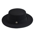 Black retro felt boater hat – vintage felt boater hat