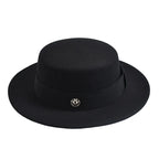 Black retro felt boater hat – vintage felt boater hat