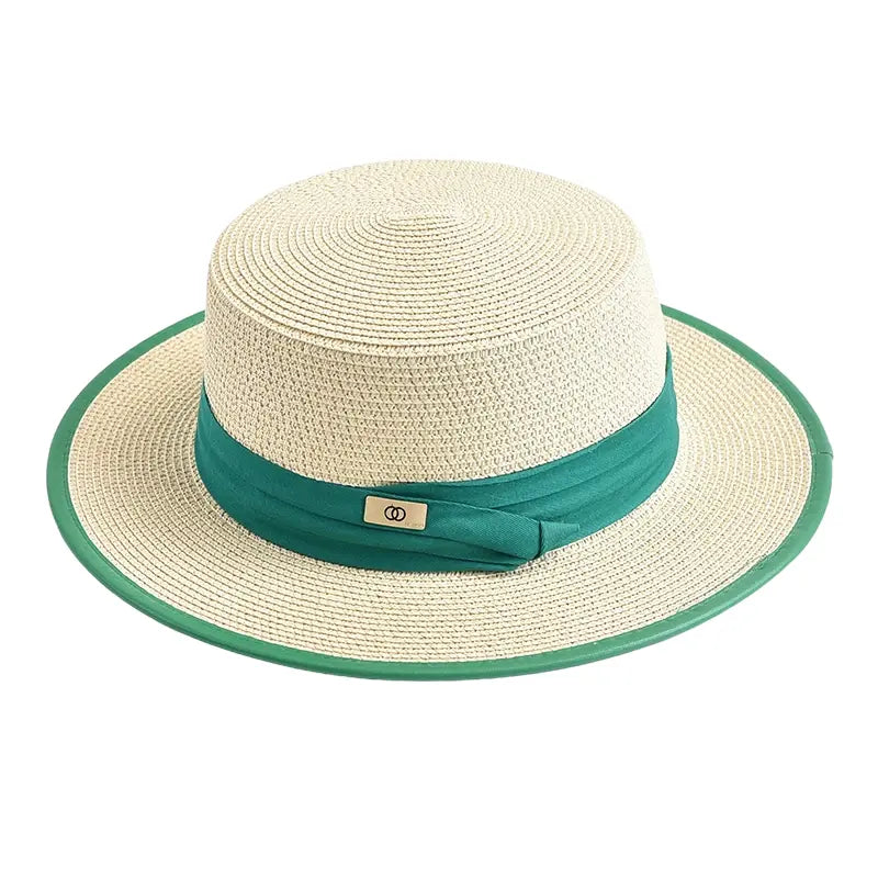 Beige raffia boater hat – natural raffia hat