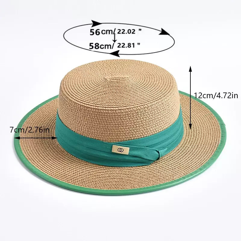 Raffia boater hat – natural raffia hat close-up