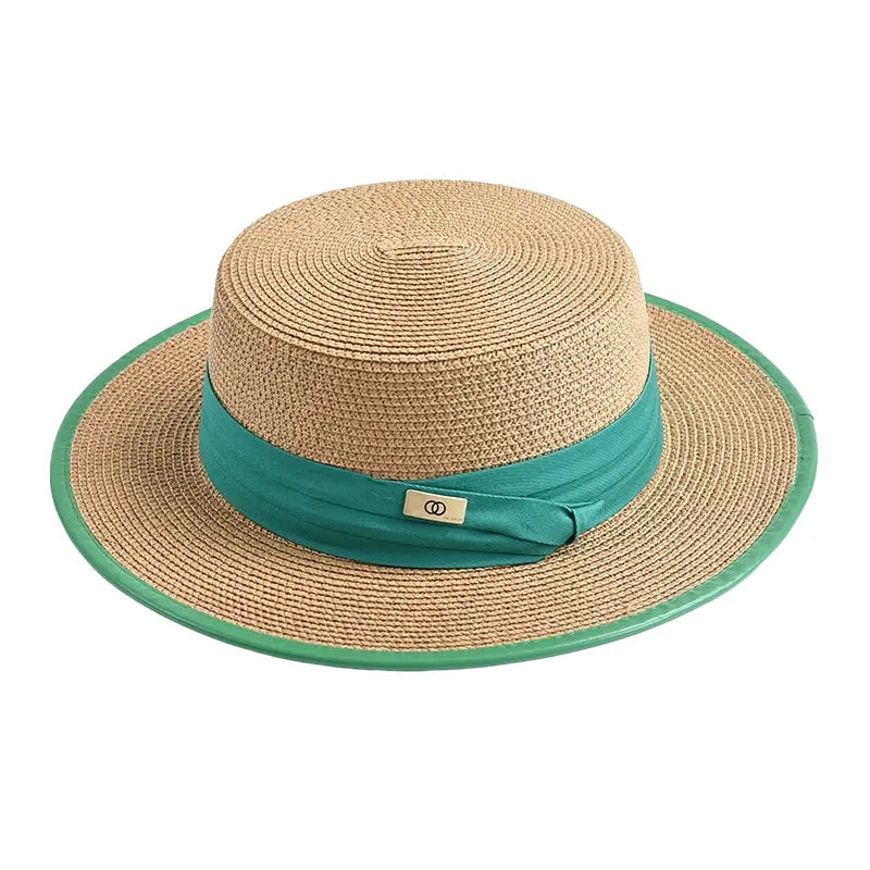 Khaki raffia boater hat – natural raffia hat