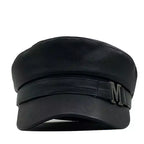 Marcel Black Leather Sailor Cap