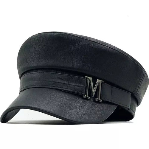 Black Leather Sailor Cap