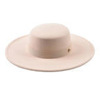 Beige Wide Brim Boater Hat – adjustable wide brim hat