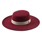 Burgundy Wide Brim Boater Hat – adjustable wide brim hat
