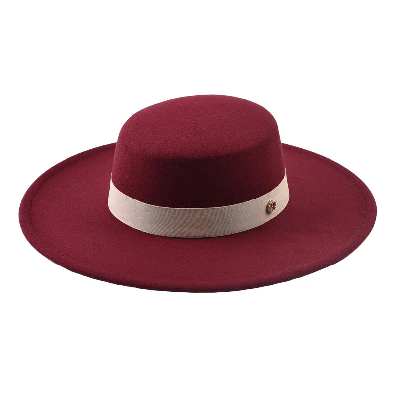 Burgundy Wide Brim Boater Hat – adjustable wide brim hat