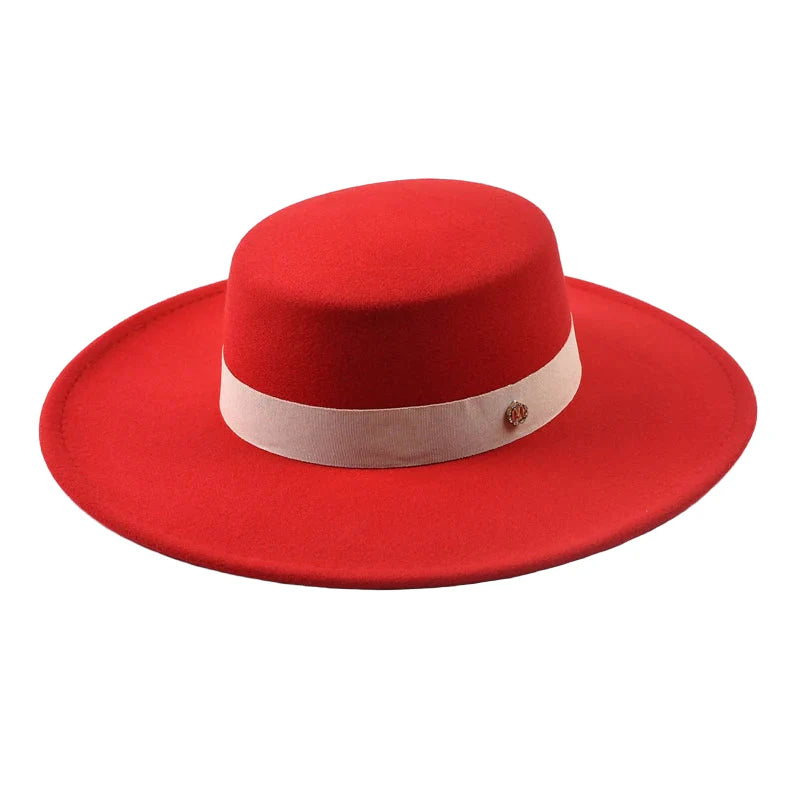 Red Wide Brim Boater Hat – adjustable wide brim hat