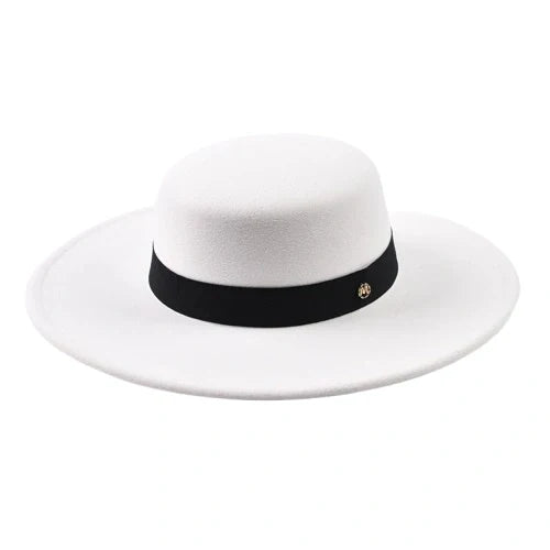 White Wide Brim Boater Hat – adjustable wide brim hat