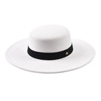 White Wide Brim Boater Hat – adjustable wide brim hat