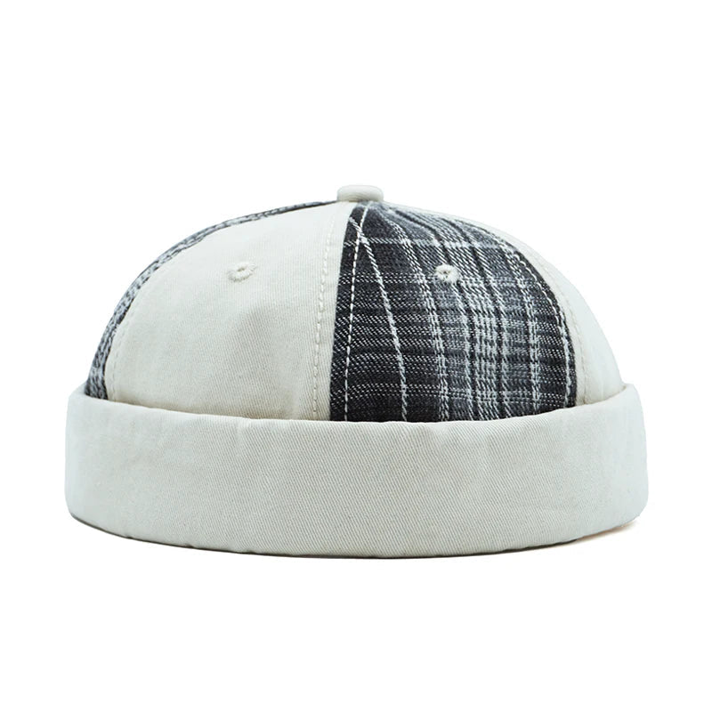 Michigan Patchwork Tartan Cotton Brimless Docker Cap