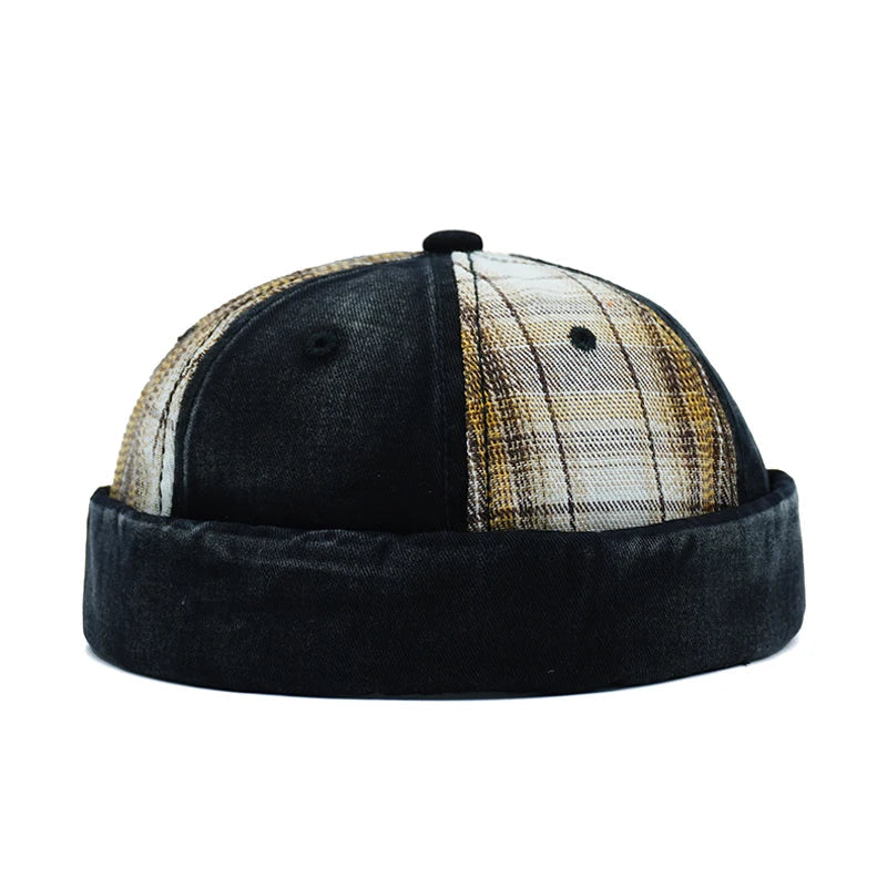 Michigan Patchwork Tartan Cotton Brimless Docker Cap