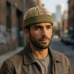 Michigan Patchwork Tartan Cotton Brimless Docker Cap