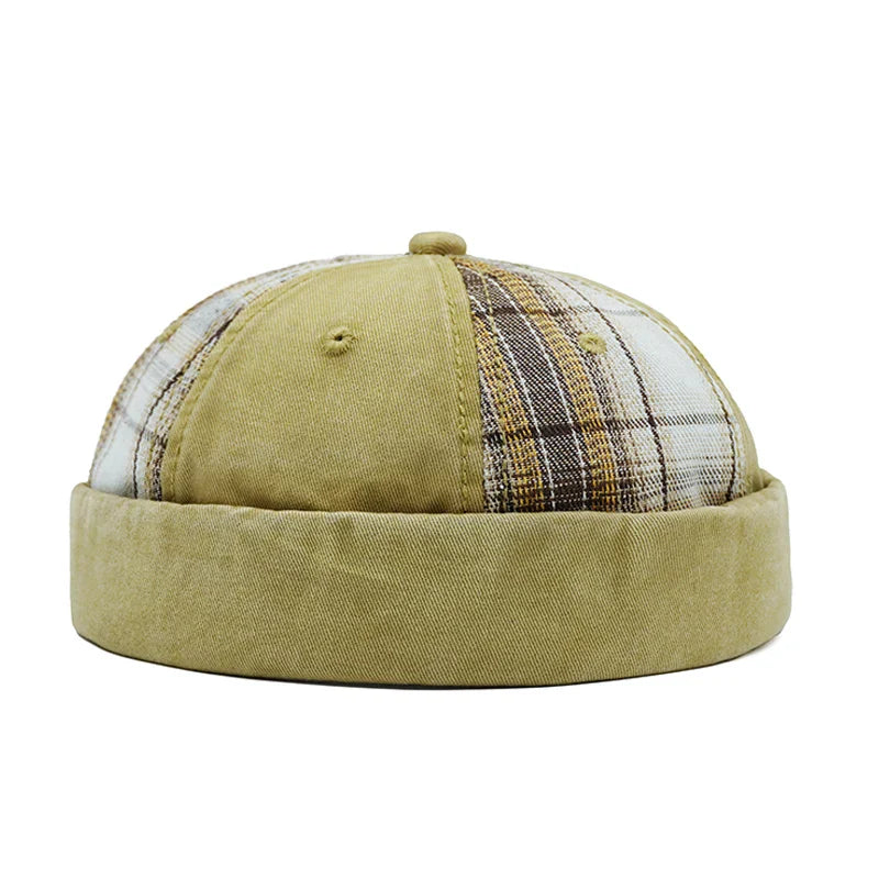 Michigan Patchwork Tartan Cotton Brimless Docker Cap