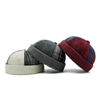 Michigan Patchwork Tartan Cotton Brimless Docker Cap