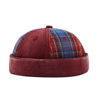 Michigan Patchwork Tartan Cotton Brimless Docker Cap