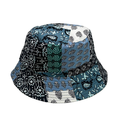 Black and blue Bucket Hat Adjustable Floral Cotton Acrylic Blend Summer Cold