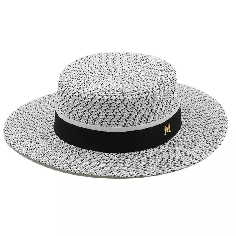 Gray Straw Boater Hat – classic straw hat