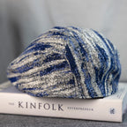 Monaitte Blue & White Striped Linen Flat Cap