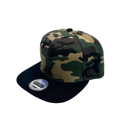 Black and tan Camouflage Snapback Cap back view