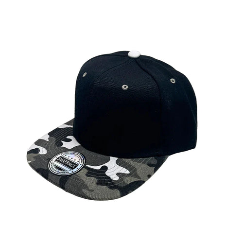 Gray and tan Camouflage Snapback Cap back view