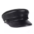 Montpellier Black Genuine Leather Sailor Cap
