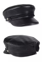 Montpellier Black Genuine Leather Sailor Cap