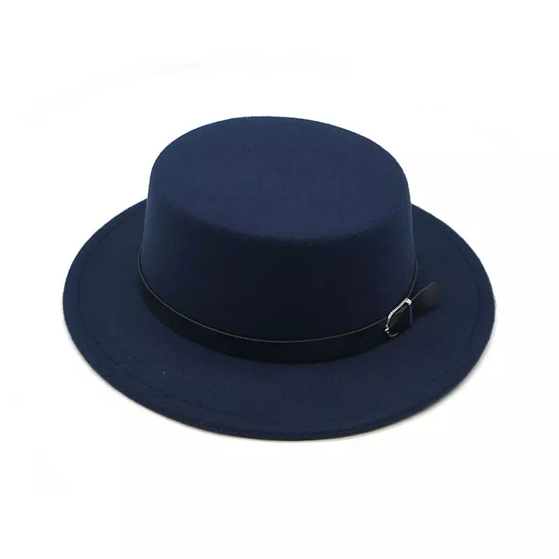 Navy blue Vintage Boater Hat – classic straw boater style