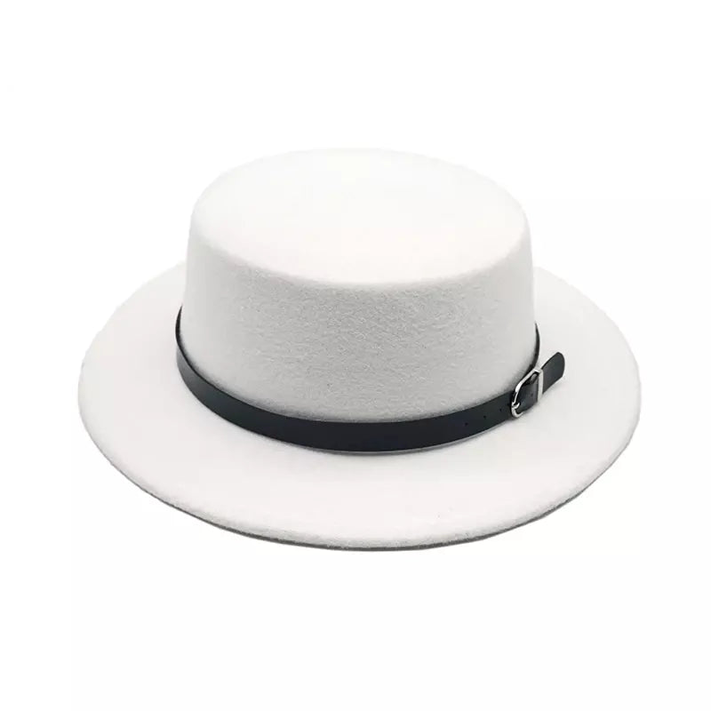White Vintage Boater Hat – classic straw boater style