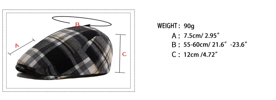 Morrison Vintage Plaid Cotton Flat Cap