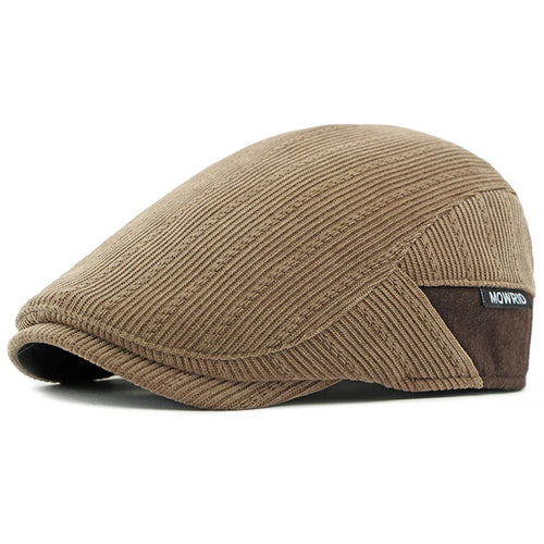 Khaki Corduroy Flat Cap