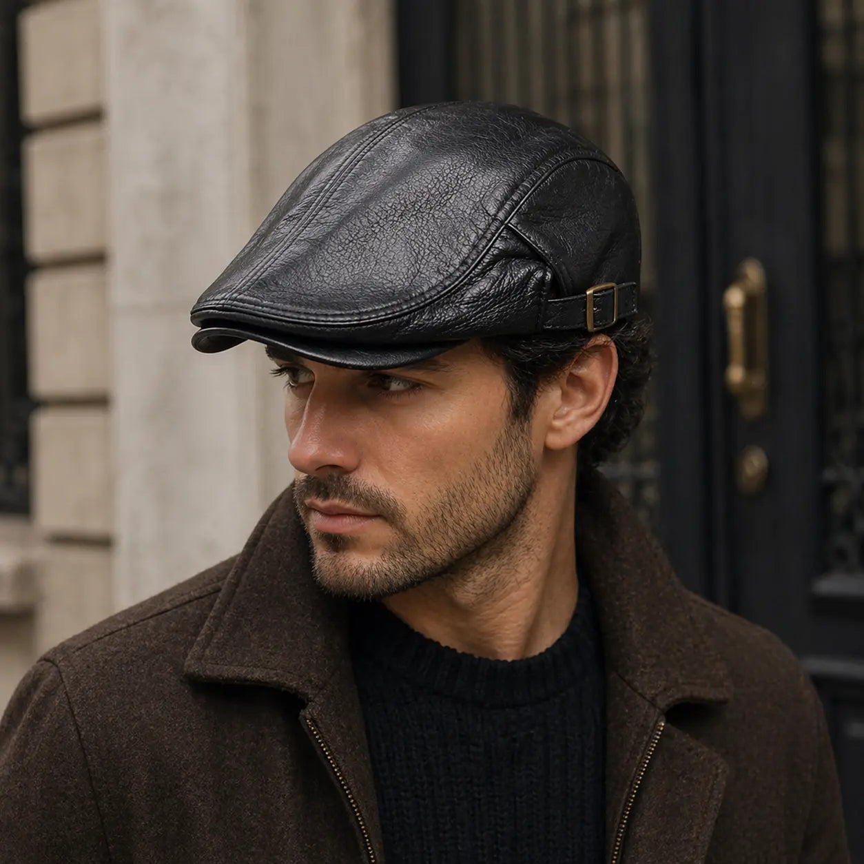 Mulholland Genuine Leather Duckbill Flat Cap