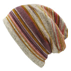Multicolor Snood Striped Beanie