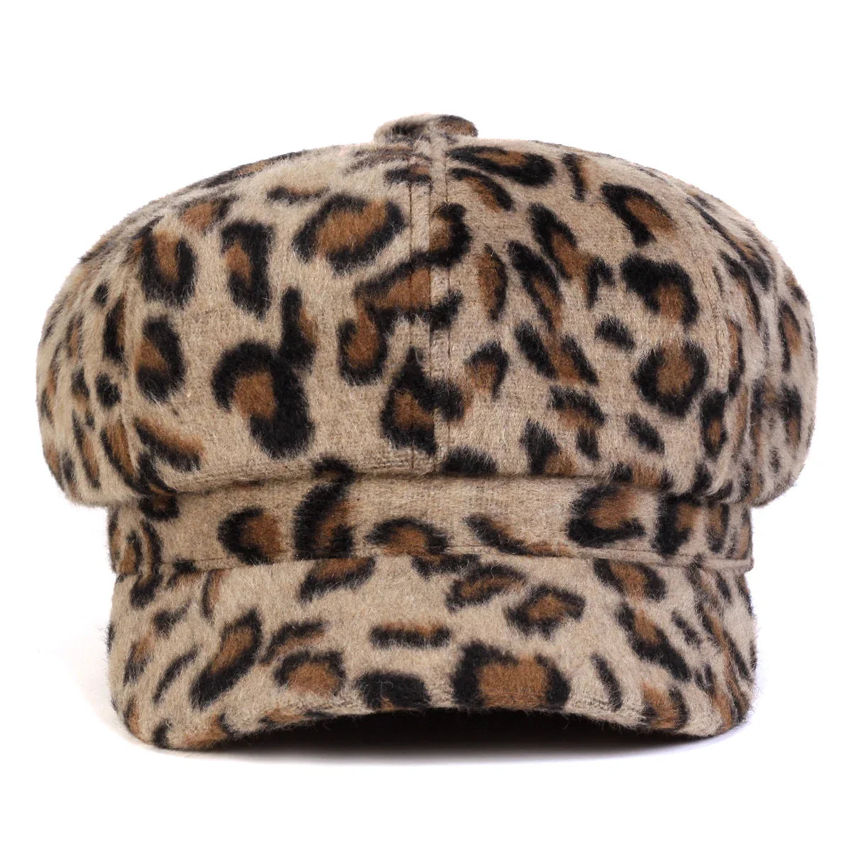Mumford Women Leopard Print Plush Newsboy Cap