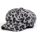 Mumford Women Leopard Print Plush Newsboy Cap