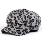 Mumford Women Leopard Print Plush Newsboy Cap