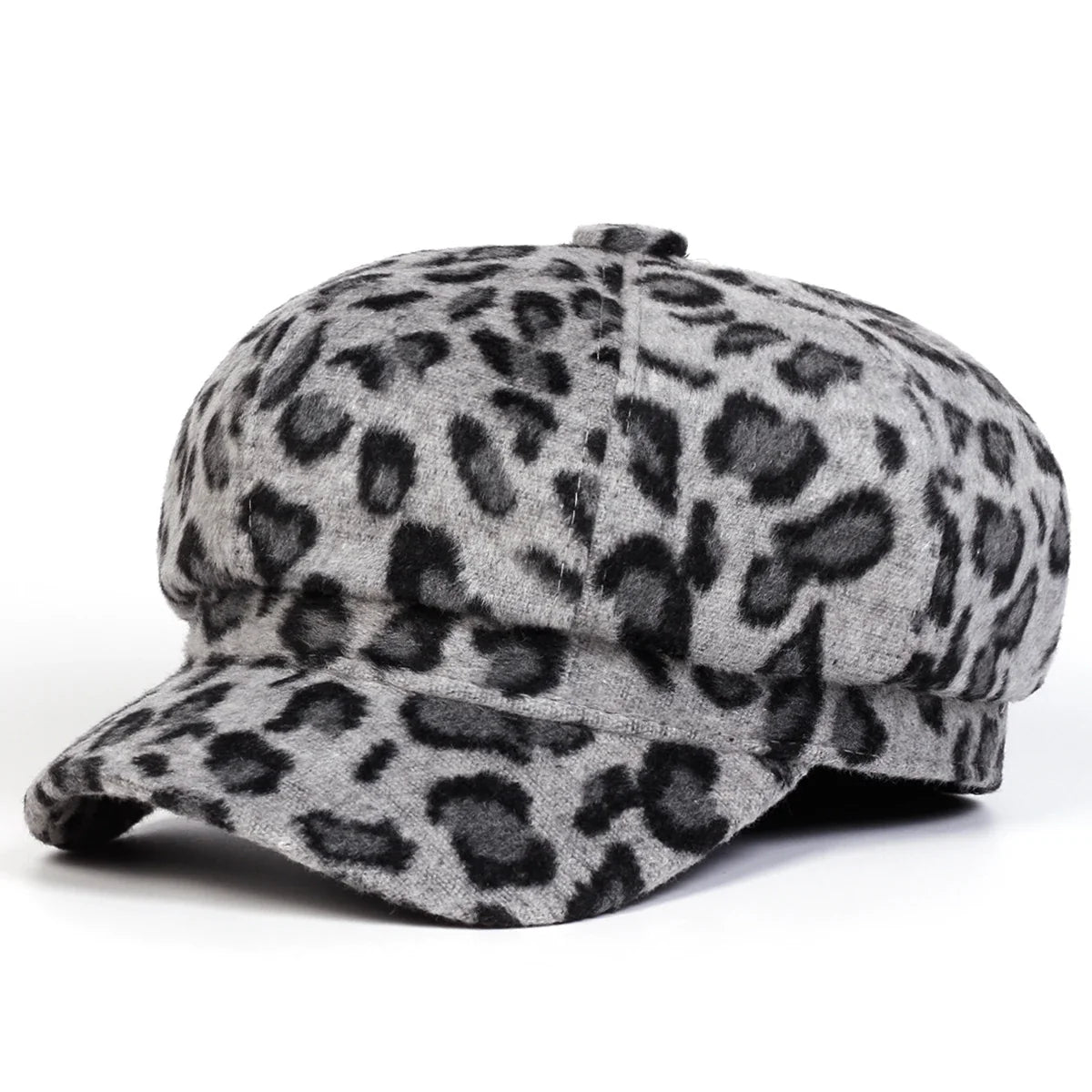 Mumford Women Leopard Print Plush Newsboy Cap