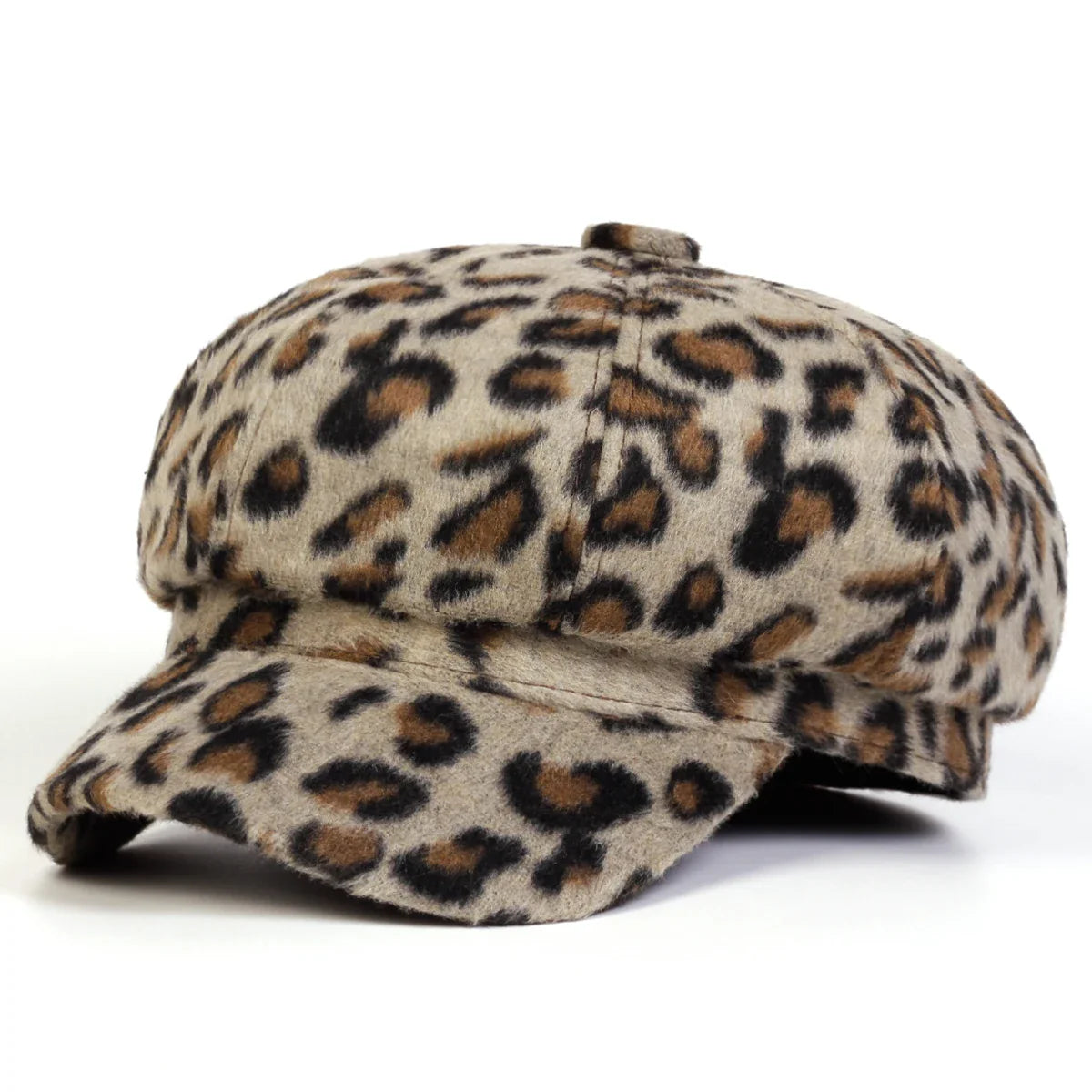 Mumford Women Leopard Print Plush Newsboy Cap